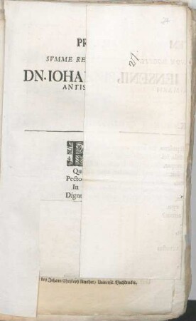 Praematvram Mortem Viri Svmme Reverendi, Clarissimi, Nec Non Doctissimi Domini, Dn. Iohannis Friderici Iensenii, Antistitis Chiloniensivm Primarii Longe Meritissimi