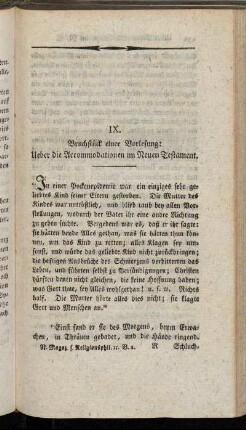 IX. Bruchstück einer Vorlesung: Ueber die Accommodationen im Neuen Testament.