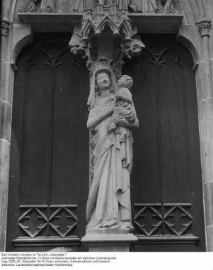 ehem. Ritterstiftskirche; Trumeau mit Madonnenstatue am südlichen Querhausportal