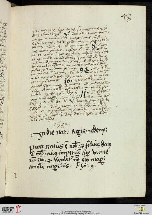 Jn die natiuitate Regis, redemptoris [Predigttext, nach Is 9,6]