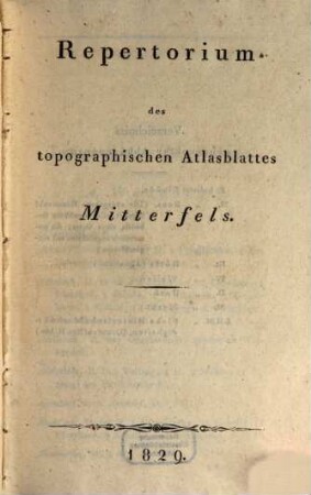 Repertorium des topographischen Atlasblattes Mitterfels