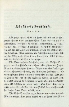 Künstlerleidenschaft. Novelle
