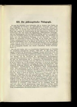 XIII. Die philosophische Pädagogik