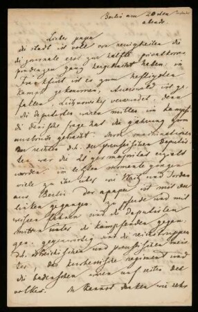 Brief von Herman Grimm an Wilhelm Grimm