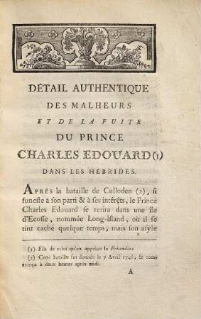 Détail authentique des malheurs et de la fuite du prince Charles Édouard dans les Hébrides