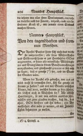 Neuntes Hauptstück. Von den tugendhaften und frommen Menschen.
