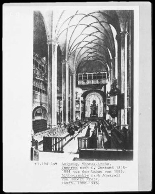 Inneres der Thomaskirche nach Osten, Zustand 1815-1884 vor dem Umbau von 1885