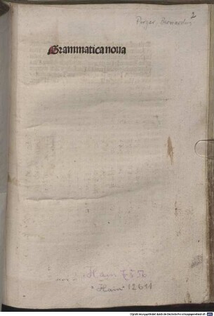 Grammatica nova : mit Vorrede von Johannes Cassis und mit Brief von Matthaeus Moretus an Cassis