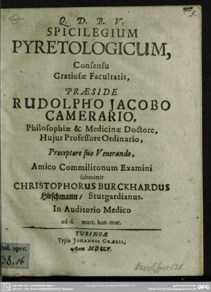 Spicilegium Pyretologicum