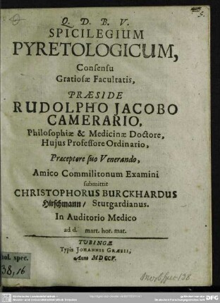 Spicilegium Pyretologicum