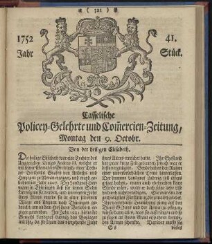 41. Stueck, Montag den 9. Octobr. 1752