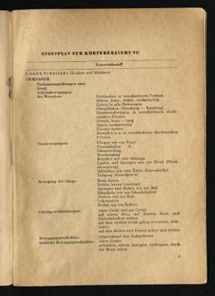 Stoffplan für Körpererziehung