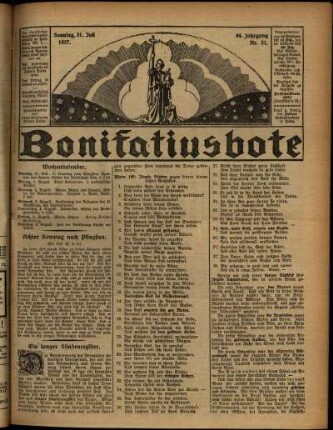 Erste Ausgabe vom Sonntag, den 31. Juli 1927.