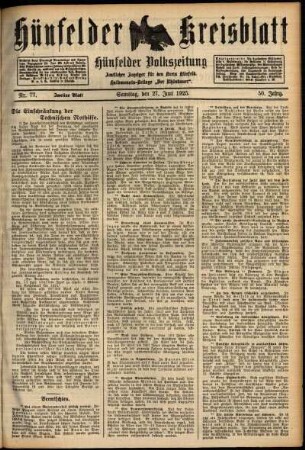 Zweite Ausgabe vom Samstag, den 27. Juni 1925.