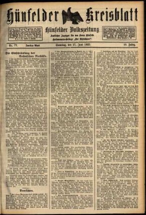 Zweite Ausgabe vom Samstag, den 27. Juni 1925.