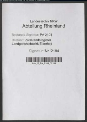 Geburtsregister Heiligenhaus