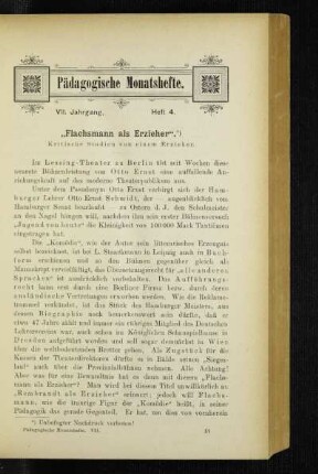 "Flachsmann als Erzieher" : kritische Studien von einem Erzieher