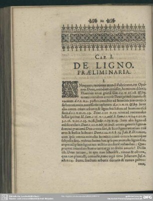 Cap. I. De Ligno Praeliminaria