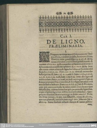Cap. I. De Ligno Praeliminaria