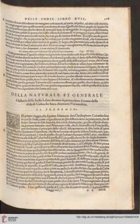 Della generale et naturale historia delle Indie. Libro decimo septimo, dove si tratta della isola di Cuba, che hora chiamano Fernandina