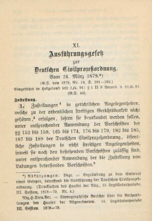 XI. Ausführungsgesetz zur Deutschen Civilprozeßordnung. Vom 24. März 1879