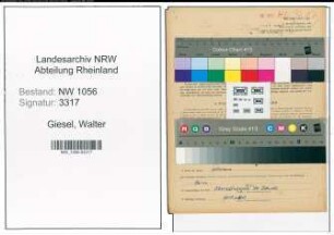 Entnazifizierung Walter Giesel , geb. 03.12.1904 (Sattler)