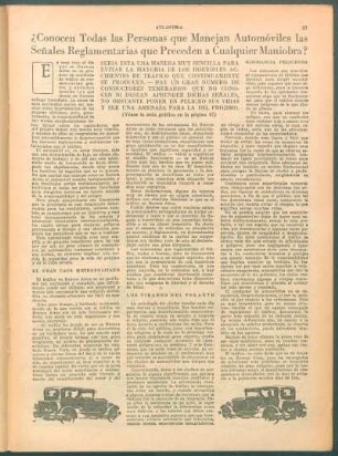 ¿Conocen todas las personas que manejan automóviles las señales reglamentárias que preceden a cualquier maniobra?