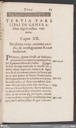 Tertia Pars Libri De Generalibus Signis adhuc venturis. Caput XII