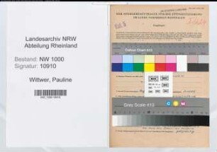 Entnazifizierung Pauline Wittwer, geb. 29.07.1903 (Postassistentin)