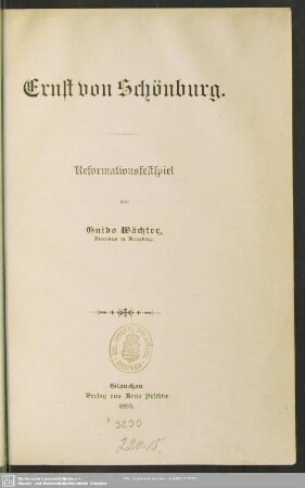 Ernst von Schönburg : Reformationsfestspiel