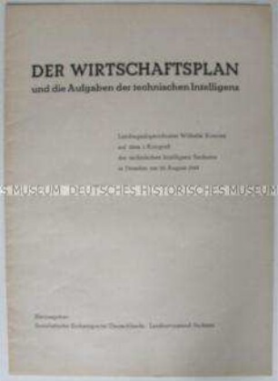 Referat von Wilhelm Koenen auf dem 1. Kongress der technischen Intelligenz Sachsens