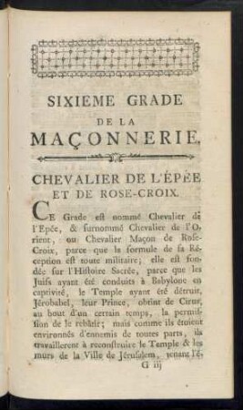 Sixieme Grade De La Maconnerie