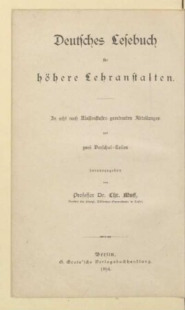 Abteilung 6 = Für Unter-Sekunda, [Schülerband]: [Abteilung 6 = Für Unter-Sekunda, [Schülerband]]