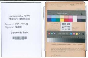Entnazifizierung Felix Von Berswordt , geb. 16.10.1895 (Buchhalter)