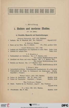 1. Aeltere und moderne Meister (Nr. 1-285)
