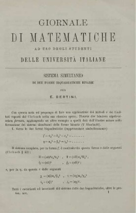 Sistema simultaneo di due forme biquadratiche binarie.