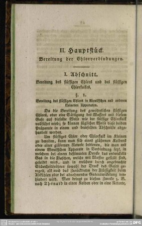 II. Hauptstück. Bereitung der Chlorverbindungen