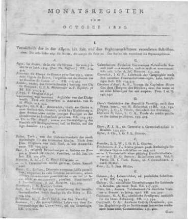 Monatsregister Oktober