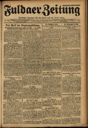 Erste Ausgabe vom Donnerstag, den 11. Dezember 1924.