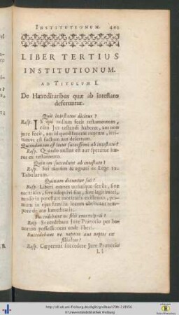 Liber Tertius Institutionum.