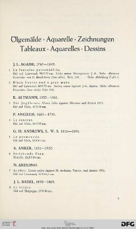Ölgemälde – Aquarelle – Zeichnungen (Nr. 1-141)