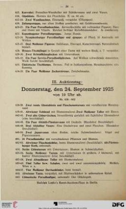 III. Auktionstag: Donnerstag, den 24. September 1925 (Nr. 636-962)