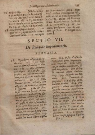 Sectio VII. De Reliquis Impedimentis.