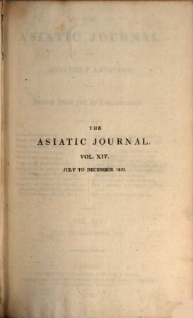 The Asiatic journal and monthly register for British and foreign India, China and Australasia, 14. 1822