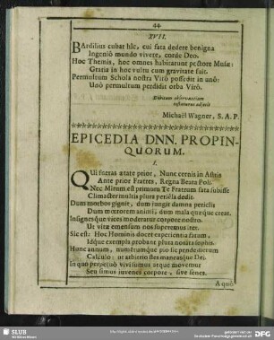 Epicedia DNN. Propinquorum