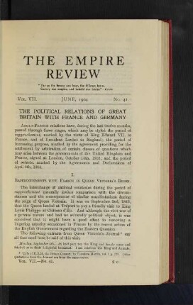 The Political Relations of Great Britain with France and Germany.