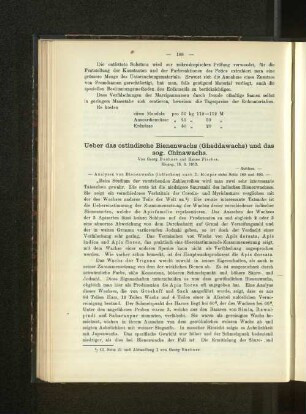 Ueber das ostindische Bienenwachs (Gheddawachs) und das sog. Chinawachs.