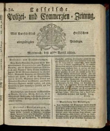 Nr. 34, Mittwoch, den 26sten April 1820