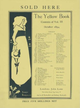 Sold here the Yellow Book Contents of Vol.3 October 1894