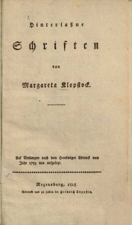Hinterlaßne Schriften